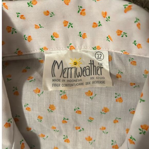 Vintage 1970s Sleeveless Orange Floral Blouse Button Up Top / Women’s Small - Picture 4 of 5